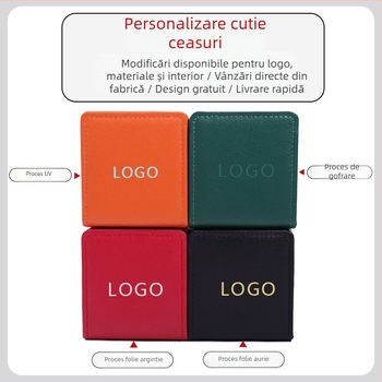 Cutie pentru ceas din piele premium, cu fermoar, cutie PU cu capac rabat, cutie de ceas personalizată cu logo imprimat