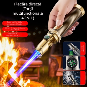 HB331 Aprindător cu jet direct, metalic, portabil, pentru camping și grătare, rezistent la vânt