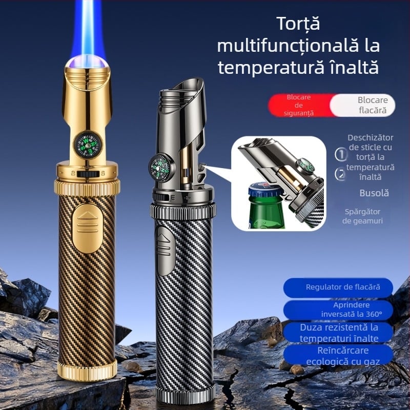 HB331 Aprindător cu jet direct, metalic, portabil, pentru camping și grătare, rezistent la vânt