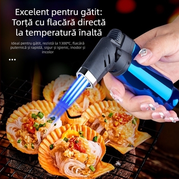 HB aprindător cu flacără albastră, torță, rezistent la vânt, pentru țigări, grătar și bucătărie în aer liber, compact și portabil