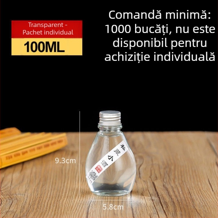 Sticluță de sticlă mică, sigilată, transparentă, cu finisaj mat, pentru vin din fructe, recipient premium pentru sănătate