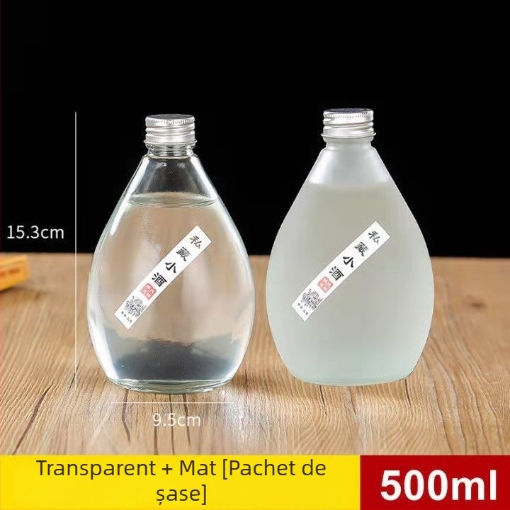 Sticluță de sticlă mică, sigilată, transparentă, cu finisaj mat, pentru vin din fructe, recipient premium pentru sănătate