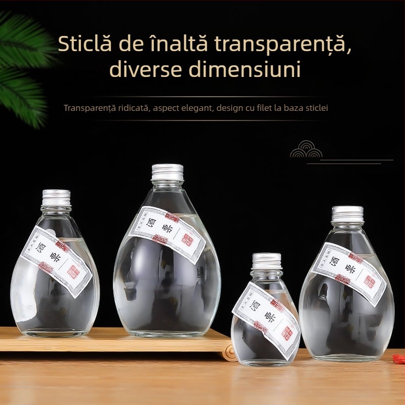 Sticluță de sticlă mică, sigilată, transparentă, cu finisaj mat, pentru vin din fructe, recipient premium pentru sănătate