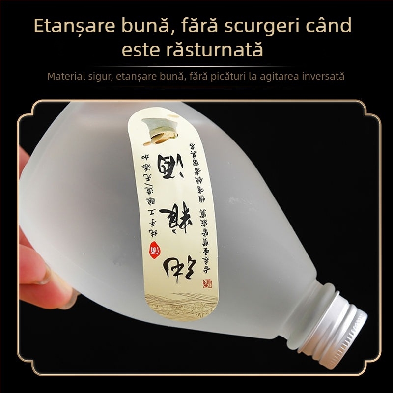 Sticluță de sticlă mică, sigilată, transparentă, cu finisaj mat, pentru vin din fructe, recipient premium pentru sănătate
