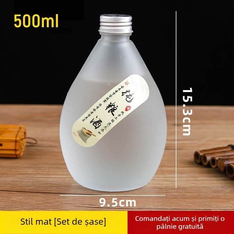 Sticluță de sticlă mică, sigilată, transparentă, cu finisaj mat, pentru vin din fructe, recipient premium pentru sănătate