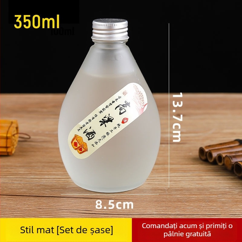 Sticluță de sticlă mică, sigilată, transparentă, cu finisaj mat, pentru vin din fructe, recipient premium pentru sănătate