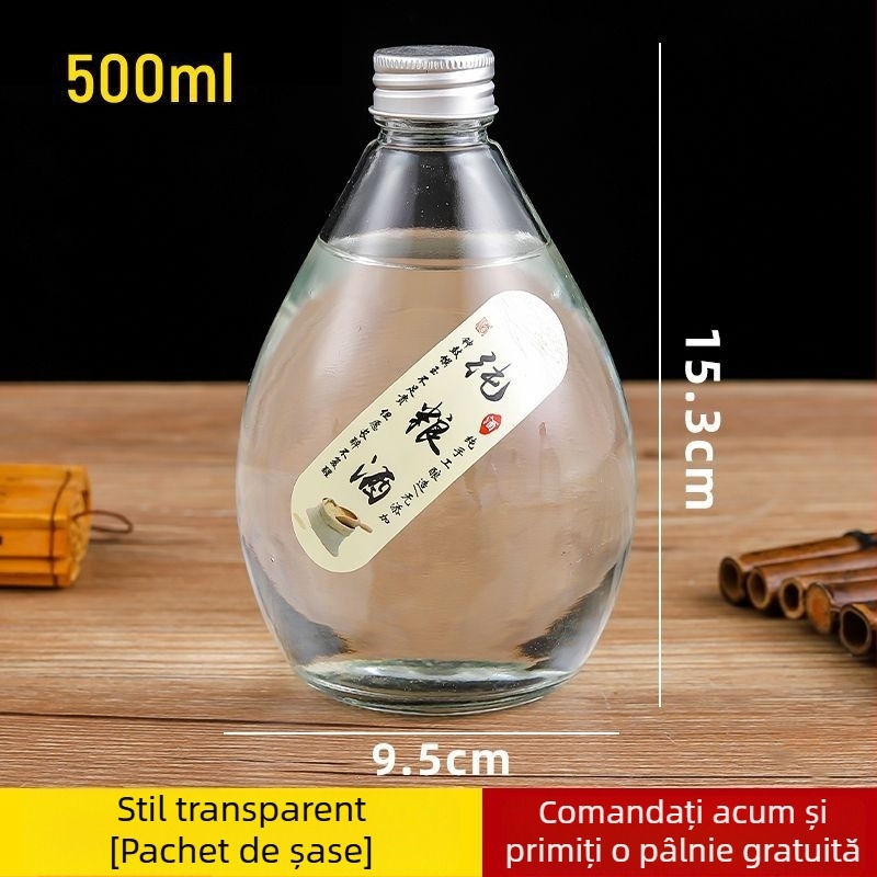 Sticluță de sticlă mică, sigilată, transparentă, cu finisaj mat, pentru vin din fructe, recipient premium pentru sănătate