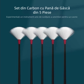 Set complet de instrumente pentru curățarea urechii, cu pene de gâscă și bețișoare de bumbac