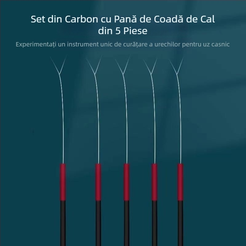 Set complet de instrumente pentru curățarea urechii, cu pene de gâscă și bețișoare de bumbac