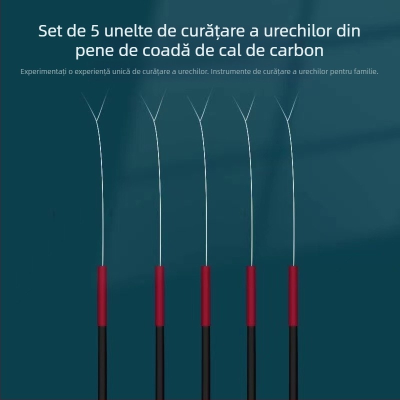 Set complet de instrumente pentru curățarea urechii, cu pene de gâscă și bețișoare de bumbac