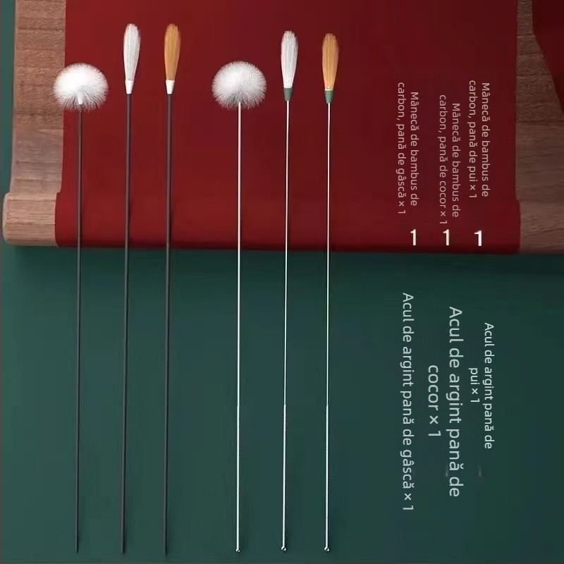 Set complet de instrumente pentru curățarea urechii, cu pene de gâscă și bețișoare de bumbac