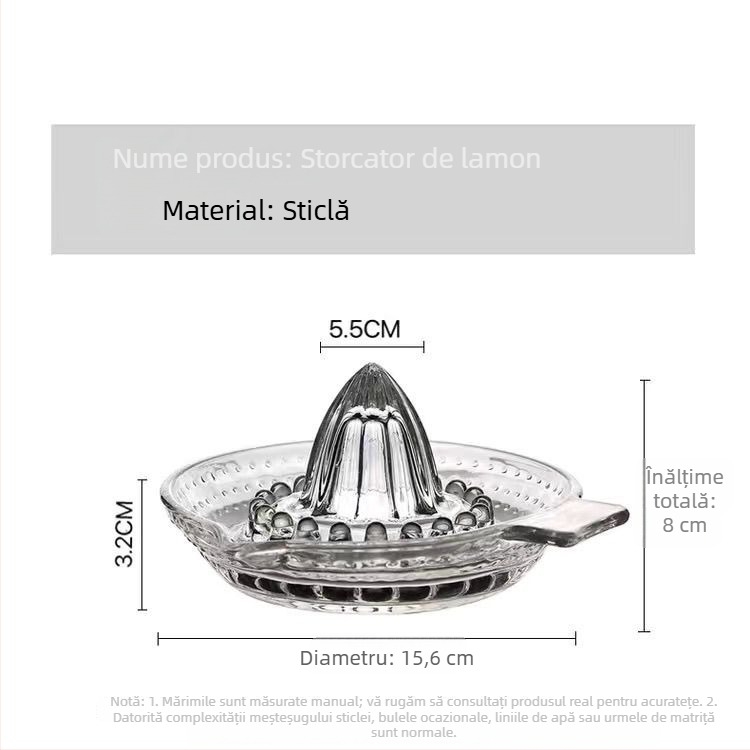Storcător manual de lămâie pentru uz casnic – din sticlă