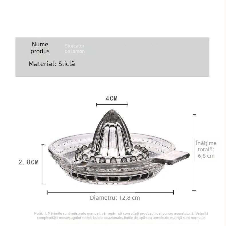 Storcător manual de lămâie pentru uz casnic – din sticlă