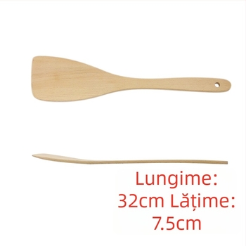 Spatulă de bucătărie din lemn, înclinată, pentru wok și tigăi antiaderente