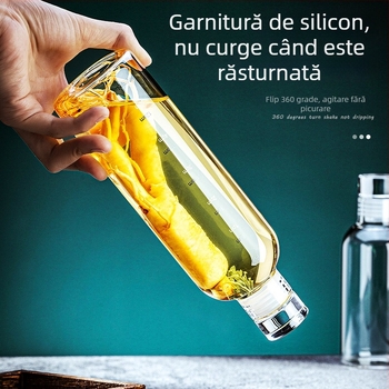 Sticlă de vin din sticlă borosilikat, capac etanș, recipient pentru infuzie cu ginseng, design minimalist, cu marcaje de măsurare.