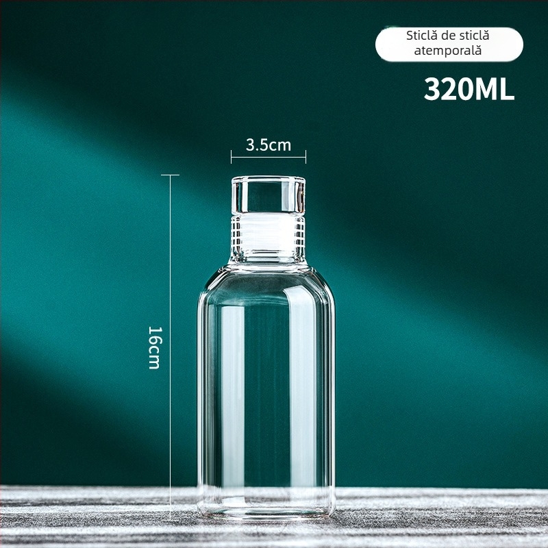 Sticlă de vin din sticlă borosilikat, capac etanș, recipient pentru infuzie cu ginseng, design minimalist, cu marcaje de măsurare.