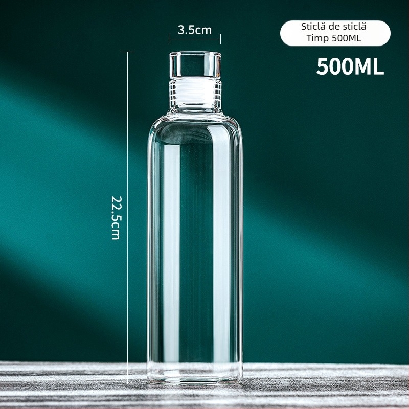 Sticlă de vin din sticlă borosilikat, capac etanș, recipient pentru infuzie cu ginseng, design minimalist, cu marcaje de măsurare.