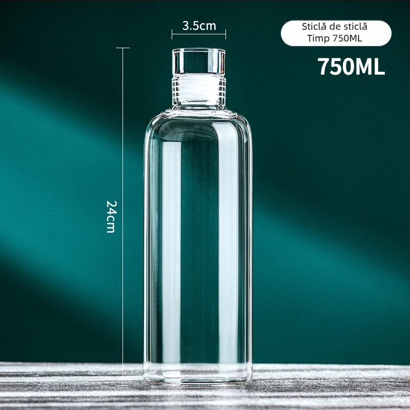 Sticlă de vin din sticlă borosilikat, capac etanș, recipient pentru infuzie cu ginseng, design minimalist, cu marcaje de măsurare.
