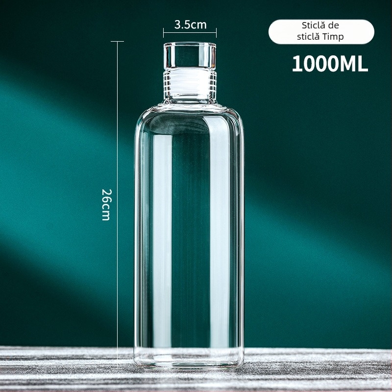 Sticlă de vin din sticlă borosilikat, capac etanș, recipient pentru infuzie cu ginseng, design minimalist, cu marcaje de măsurare.