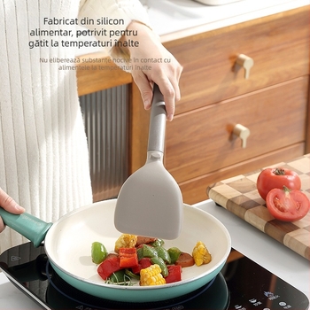 Spatulă de bucătărie din silicon alimentar, rezistentă la temperaturi înalte, nu zgârie oalele, compatibilă cu tigăile antiaderente