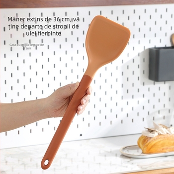 Spatulă de bucătărie din silicon alimentar, rezistentă la temperaturi înalte, nu zgârie oalele, compatibilă cu tigăile antiaderente