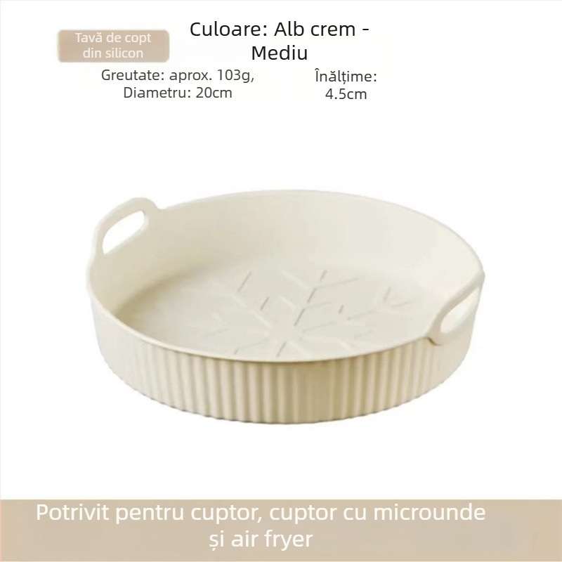 Tavă de copt din silicon, în formă de fulg de zăpadă, pentru uz casnic, rezistentă la temperaturi înalte, potrivită pentru friteuză cu aer și cuptor cu microunde