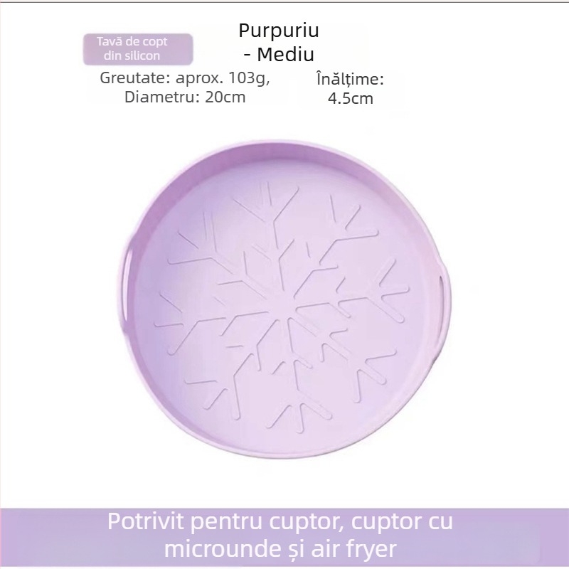 Tavă de copt din silicon, în formă de fulg de zăpadă, pentru uz casnic, rezistentă la temperaturi înalte, potrivită pentru friteuză cu aer și cuptor cu microunde