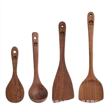 Set din lemn: spatulă de bucătărie și lingură pentru supă și orez, spatulă pentru prăjit, ustensile de bucătărie din lemn solid, lemn de înaltă calitate, sigur pentru alimente
