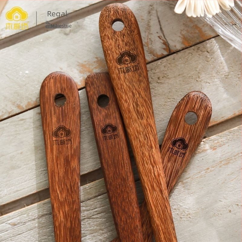 Set din lemn: spatulă de bucătărie și lingură pentru supă și orez, spatulă pentru prăjit, ustensile de bucătărie din lemn solid, lemn de înaltă calitate, sigur pentru alimente