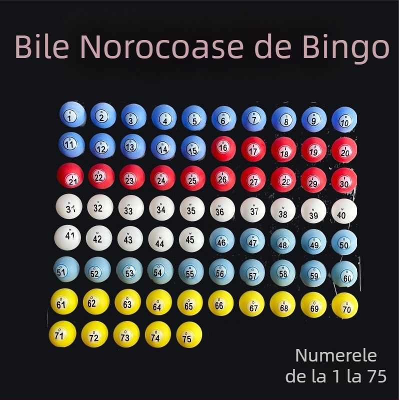 Set bile Bingo cu numerele 1–75 pentru extragere