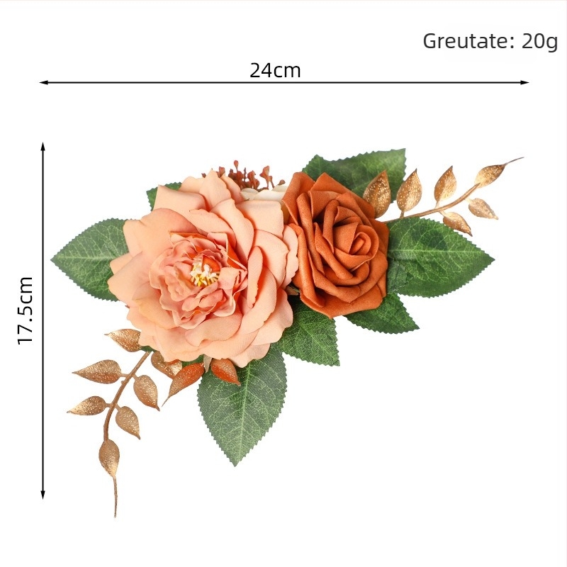 Baoxin nunți — buchet de trandafiri artificiali în nuanță burnt orange, pentru masă, decor hotelier, floare de tort în stil european