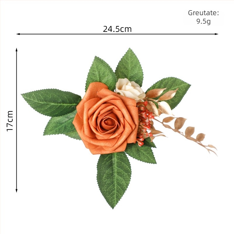 Baoxin nunți — buchet de trandafiri artificiali în nuanță burnt orange, pentru masă, decor hotelier, floare de tort în stil european