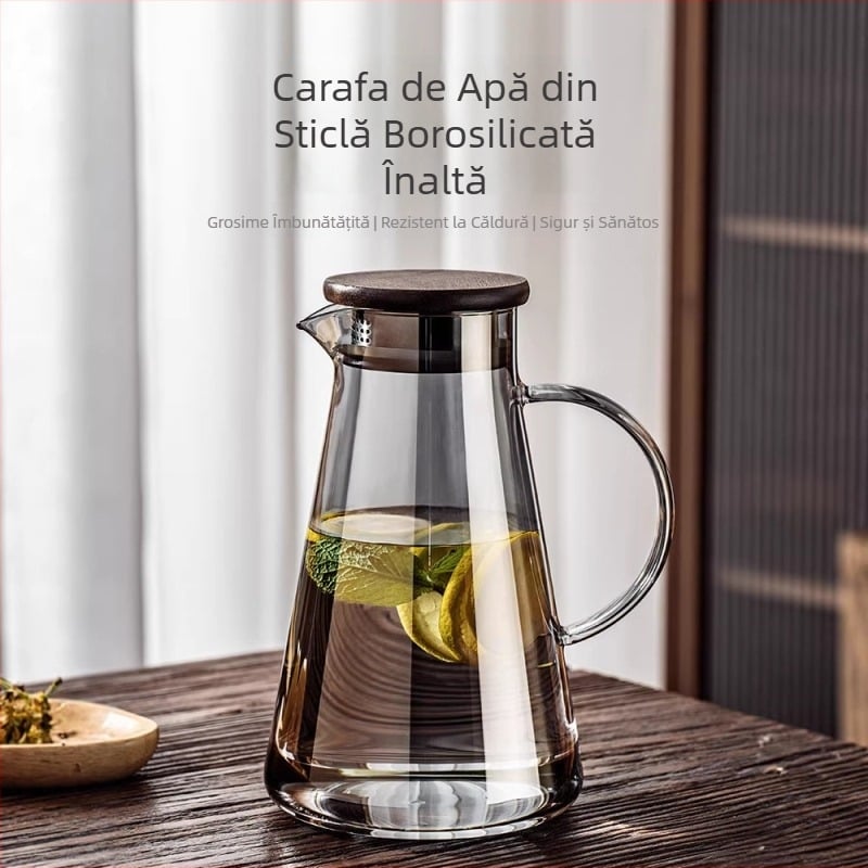 Carafă din sticlă pentru apă rece, rezistentă la temperaturi înalte, din sticlă borosilicat, cu capacitate mare, pentru uz casnic, pentru prepararea ceaiului, păstrarea apei și a sucului.