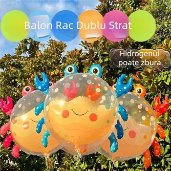Balon în formă de crab – drăguț design desen animat, dublu strat, 22 inch, decor pentru ziua de naștere a copiilor