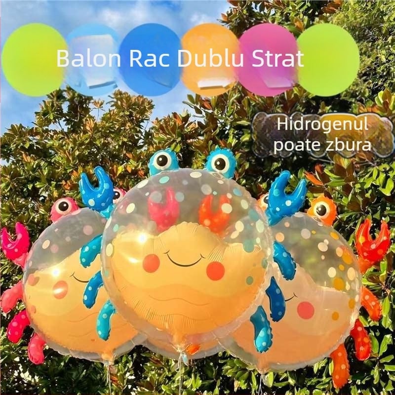 Balon în formă de crab – drăguț design desen animat, dublu strat, 22 inch, decor pentru ziua de naștere a copiilor
