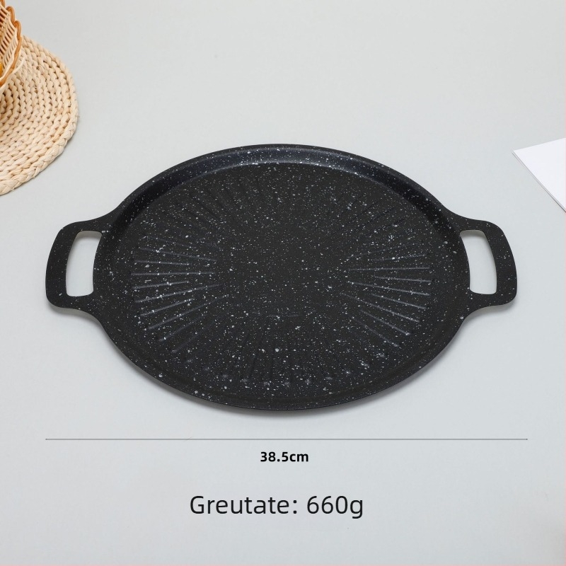 Tigaie grill cu piatră Maifan pentru camping în aer liber, antiaderent, fund plat din fontă, potrivit pentru plite cu inducție, portabil