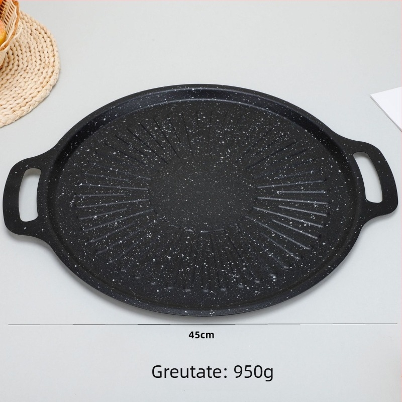 Tigaie grill cu piatră Maifan pentru camping în aer liber, antiaderent, fund plat din fontă, potrivit pentru plite cu inducție, portabil