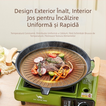Grătar exterior cu piatră Maifan, pătrat, compatibil cu plitele cu inducție, pentru casă și camping, cu strat antiaderent