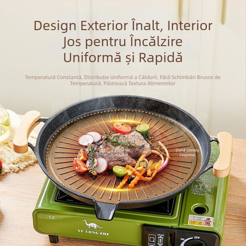 Grătar exterior cu piatră Maifan, pătrat, compatibil cu plitele cu inducție, pentru casă și camping, cu strat antiaderent