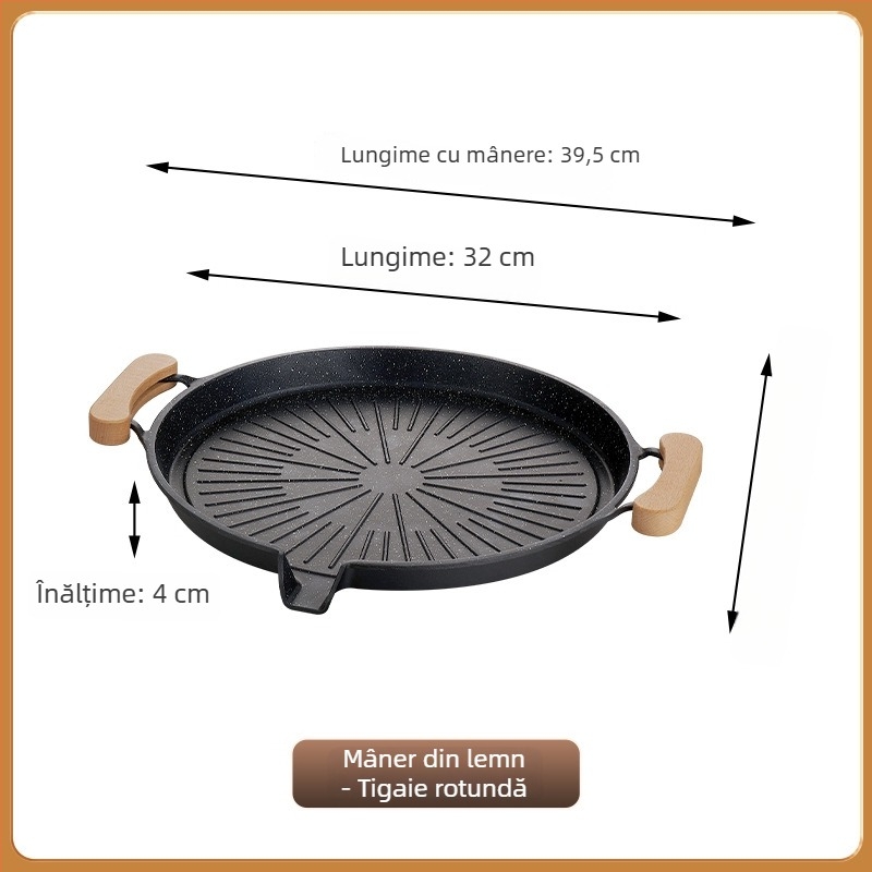 Grătar exterior cu piatră Maifan, pătrat, compatibil cu plitele cu inducție, pentru casă și camping, cu strat antiaderent
