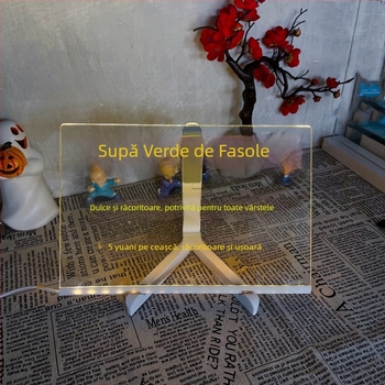 AI❤️LU Tablă de scris luminoasă, ștersibilă — panou LED pentru birou, dublă față, din acril, schițe, 300×200 mm (disponibilă și în 200×200 mm, 150×150 mm)