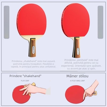 Set de tenis de masă Deli – două rachete pentru elevi de școala primară, antrenament pentru începători, nivel profesional, rachete din lemn masiv cu trei stele