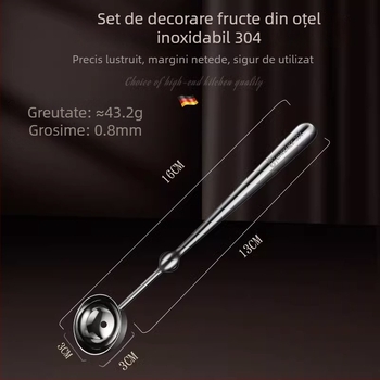 304 oțel inoxidabil – aparat pentru formarea bilelor de fructe, lingură pentru pepene, cuțit pentru sculptare de fructe și separator pentru platou