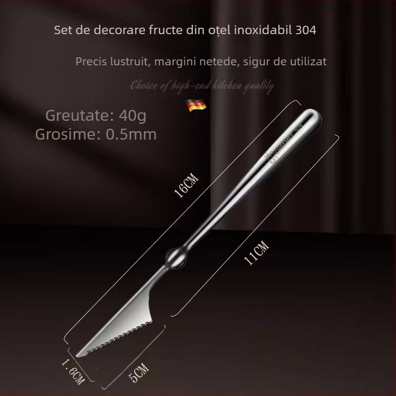 304 oțel inoxidabil – aparat pentru formarea bilelor de fructe, lingură pentru pepene, cuțit pentru sculptare de fructe și separator pentru platou