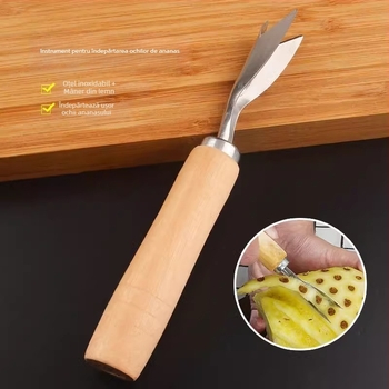 Decojitor de ananas din oțel inoxidabil, antiderapant, ustensilă de bucătărie multifuncțională pentru fructe cu cap dublu