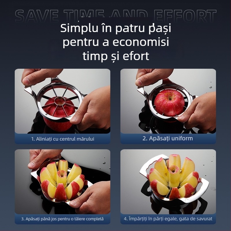 Tăietor de fructe din oțel inoxidabil, multifuncțional, cu eliminator de cotor, pentru mere și pepene