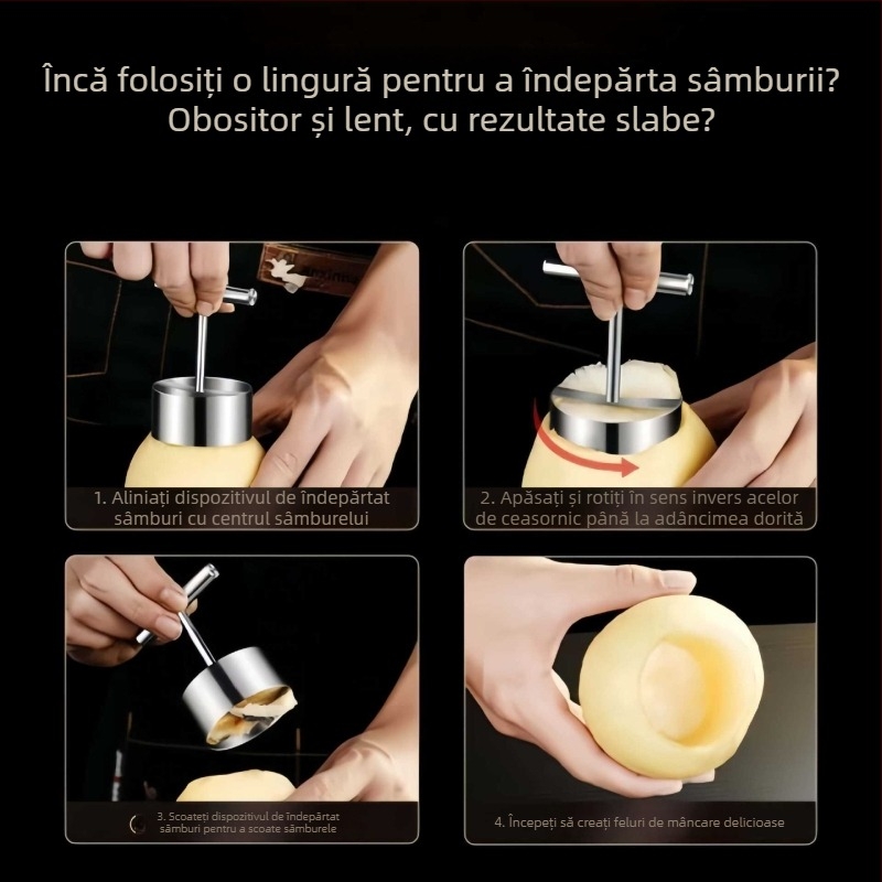 Descoretor de fructe din oțel inoxidabil pentru mere și pere, divizor de fructe, ustensilă de bucătărie