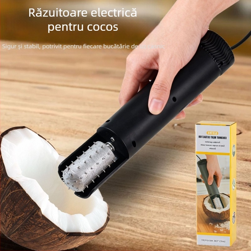 Extractor electric pentru carne de cocos pentru uz casnic, cu design anti-stropire, răzuitor de carne de cocos