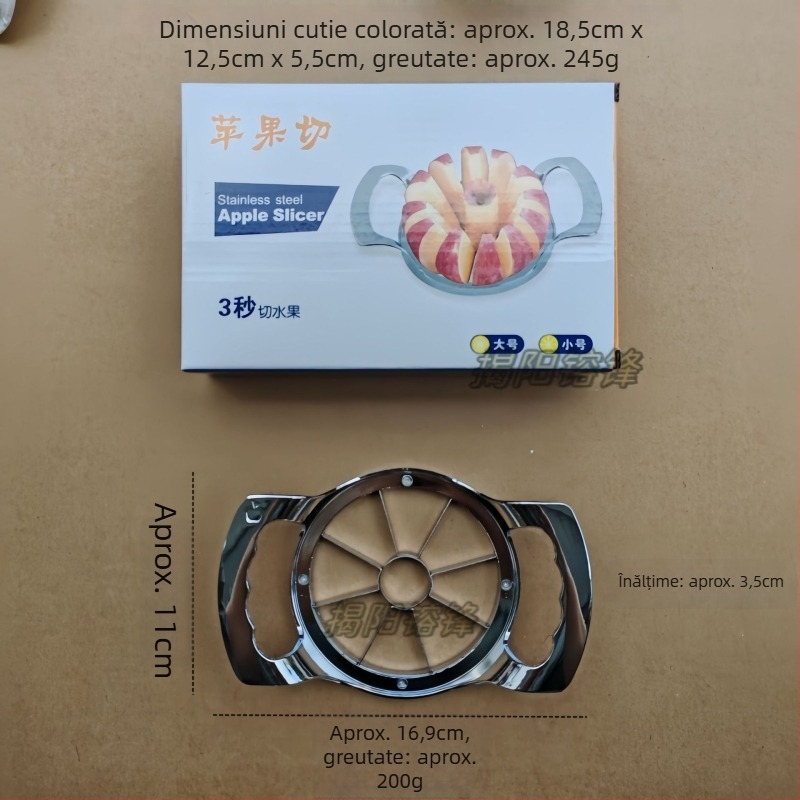 Tăietor de fructe din aliaj de zinc, multifuncțional, cu lamă mai groasă, pentru feliere și scoaterea sâmburilor la portocale, pere și mere