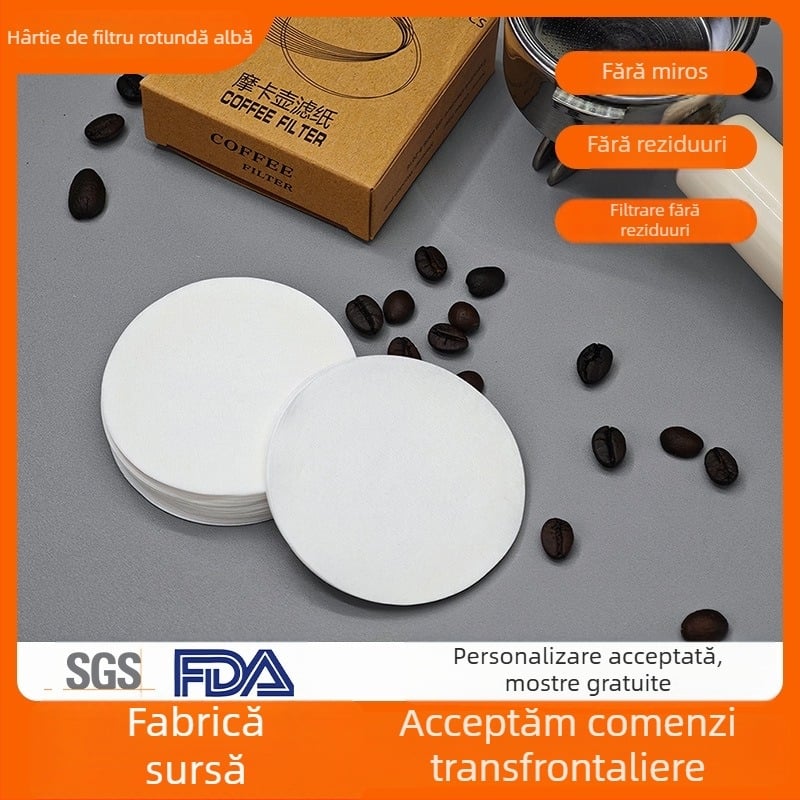 Filtru circular de cafea, hârtie filtrantă 51/53/58 mm, pentru cafetieră și moka pot, din fibre de lemn